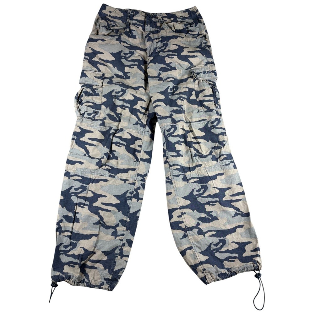 State Property Cargo‎ Pants Mens 34 Blue Camouflage Y2K Streetwear Baggy Tapered